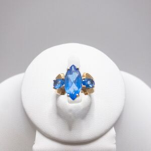 10K Tanzanite Ring Royal Blue Marquise Cut Cocktail Size 6 Caspian International